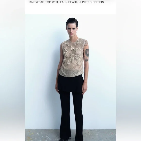 Zara | Tops | Zara Top With Faux Pearls Limited Edition